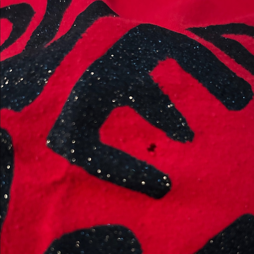 Victoria's Secret Red Short Sleeve Tee with Black Glitter Logo - Picture 3 of 3
